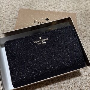 Kate Spade Glitter Black Wallet Exclusive – Brand New in Gold Box